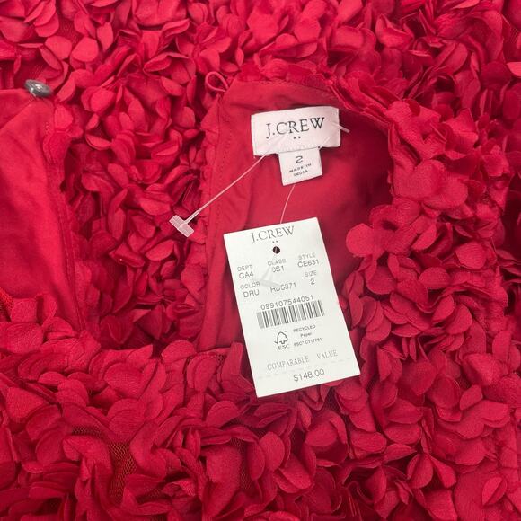 J. Crew Rosette 3D Flower Petal Mini Dress Ruby Red Size 2 - Picture 11 of 11